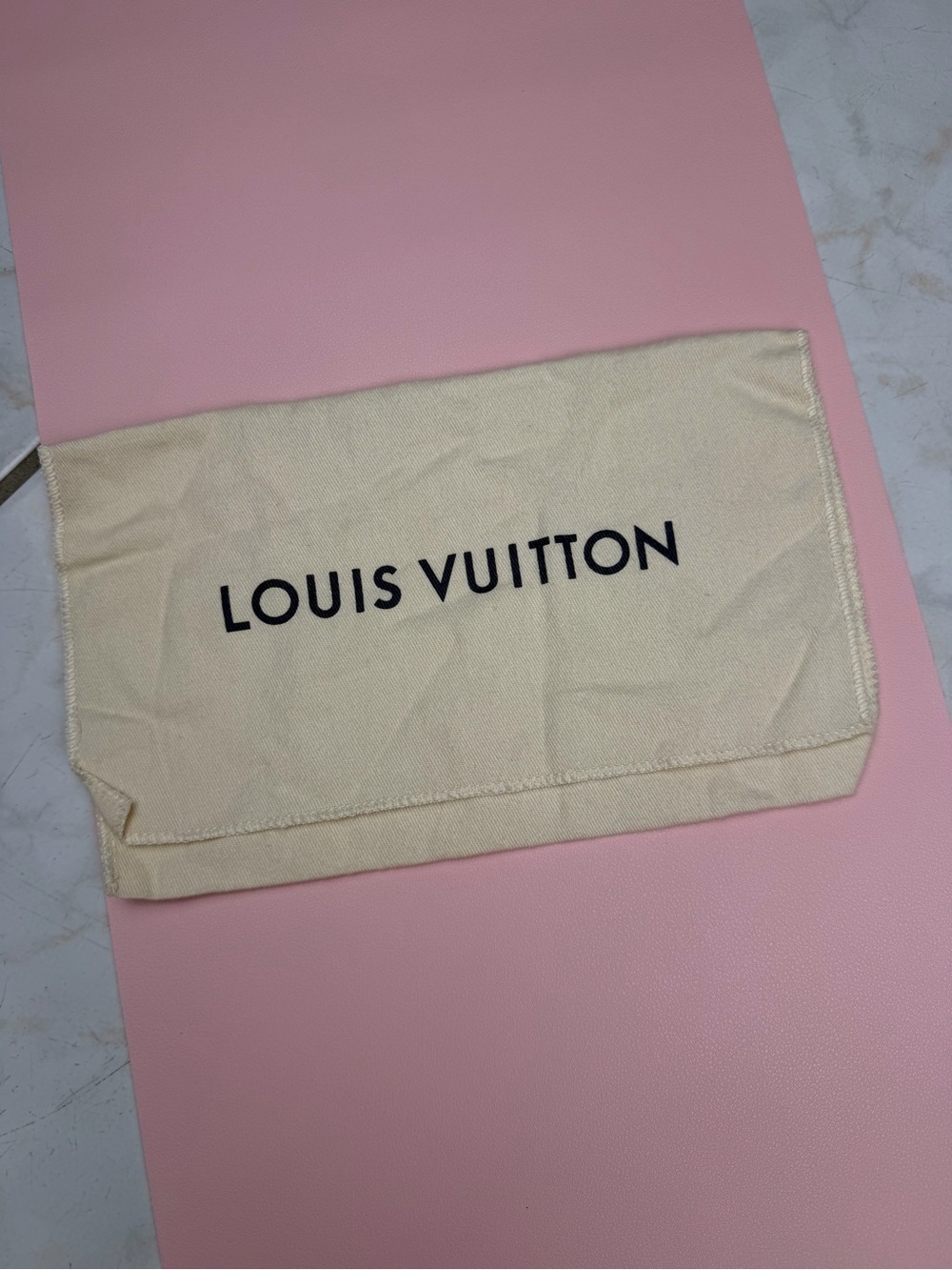 Louis Vuitton Beige Canvas Protective Pouch with Black Logo